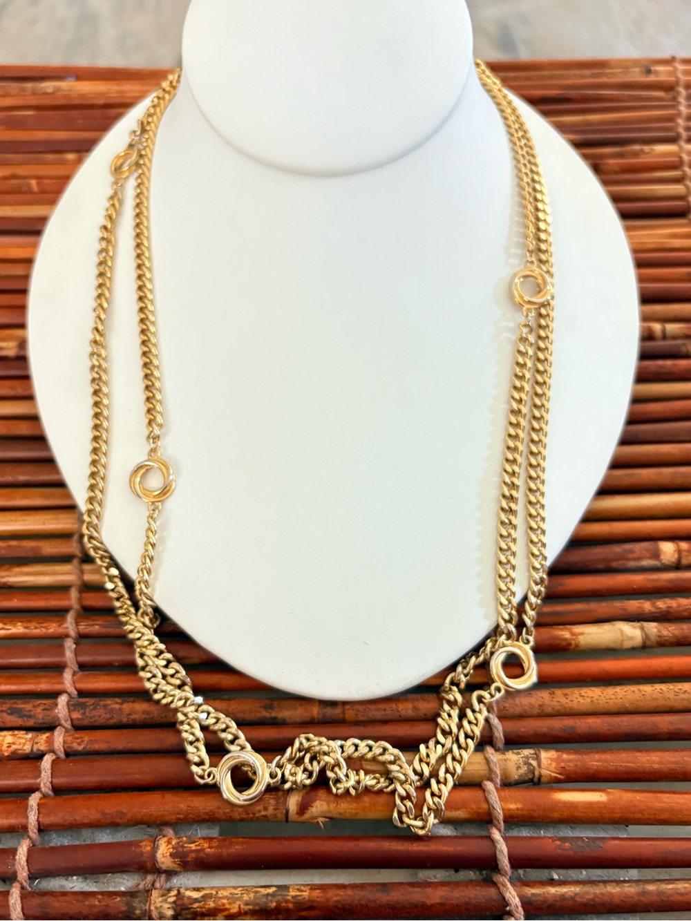 Monet Gold-Tone Multi-Layer Chain Necklace with Ring Accents 55”
